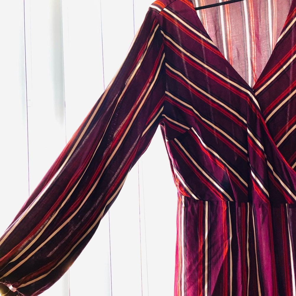 Long sleeve faux wrap dress.